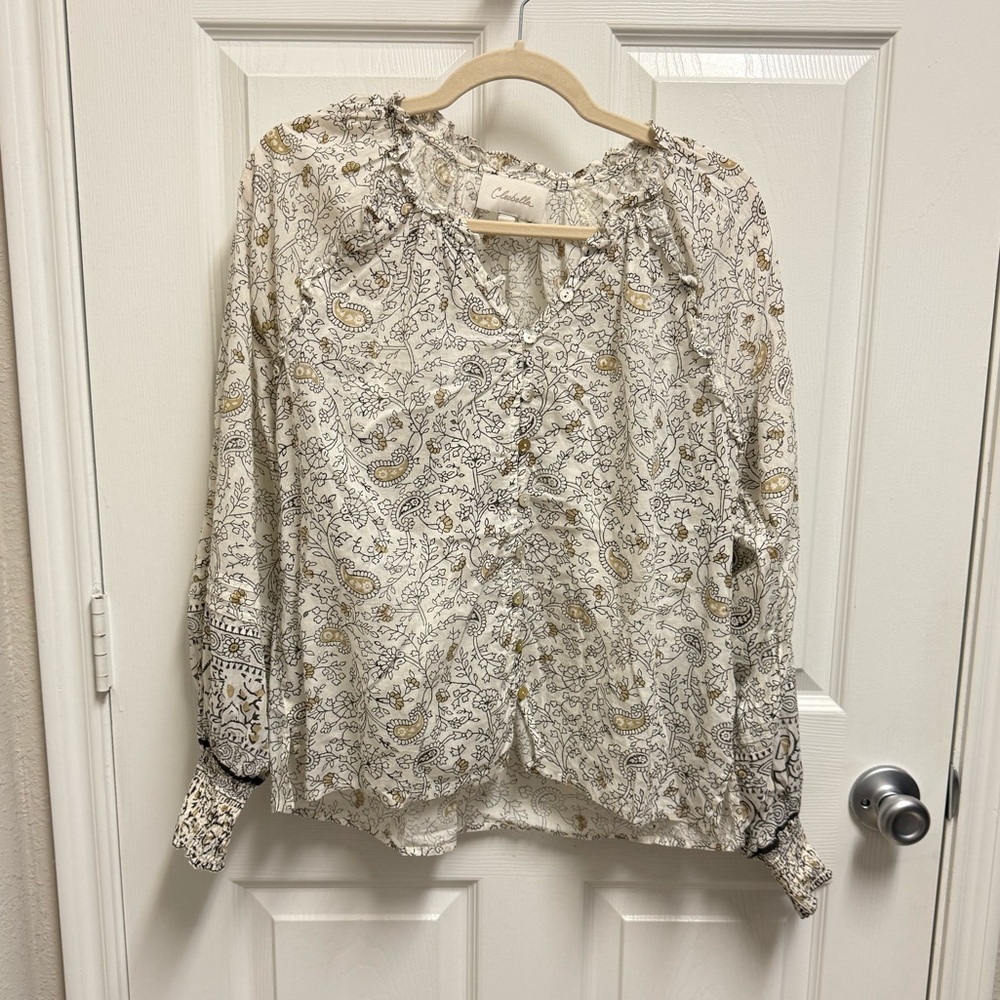 Cleobella Paisley Textile Button Down Blouse